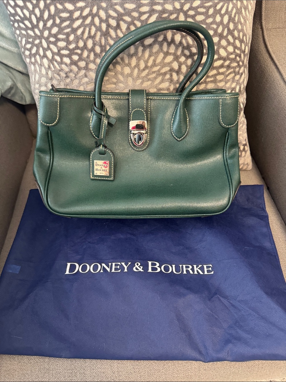 Dooney & Bourke Dark Green Leather Top-Handle Satchel
